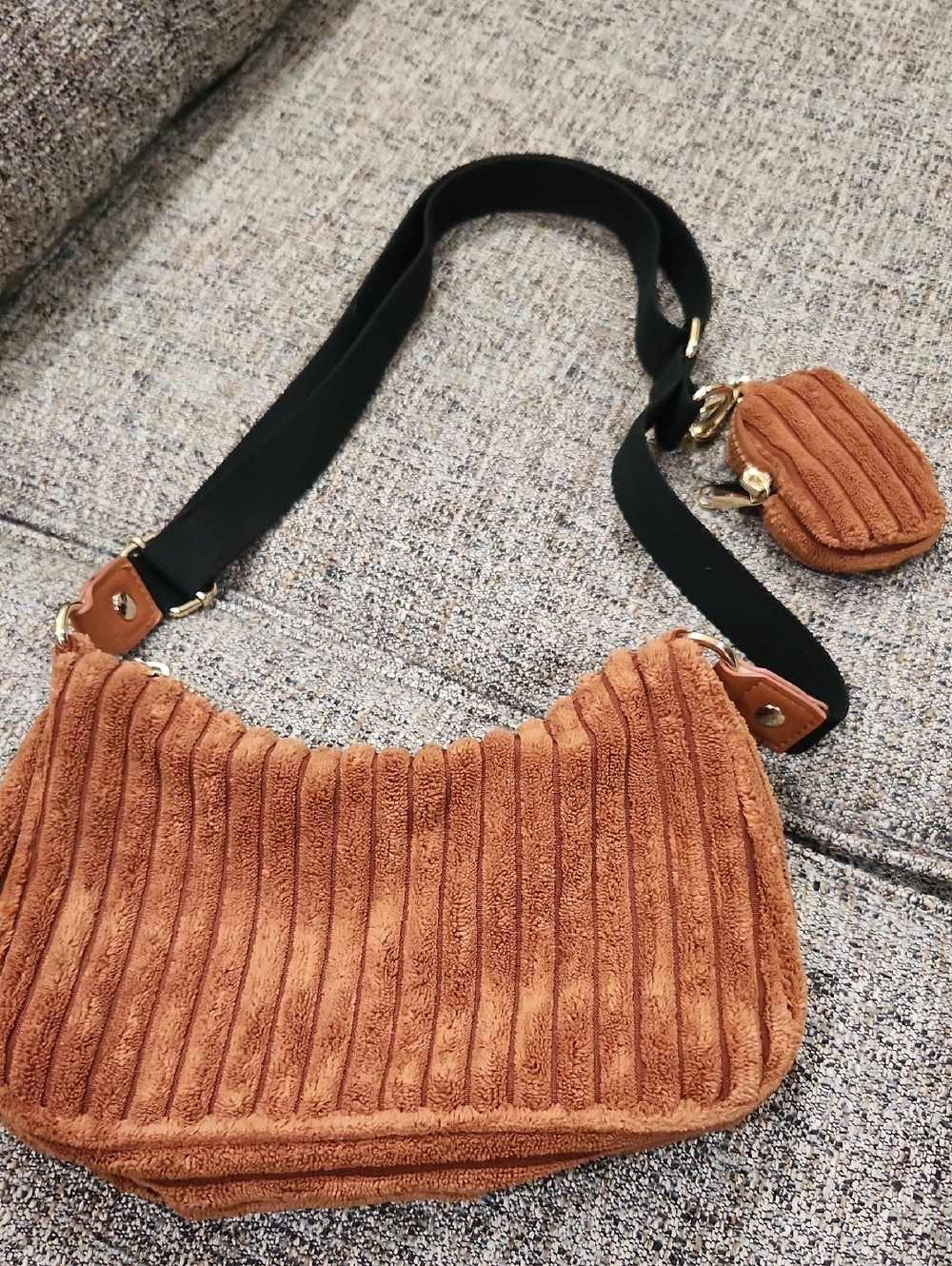 wild fable Rust Corduroy Crossbody with Black Strap